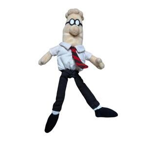 Dilbert Plush Doll with White Shirt and Red Tie Vintage Doll Stuffed Animal